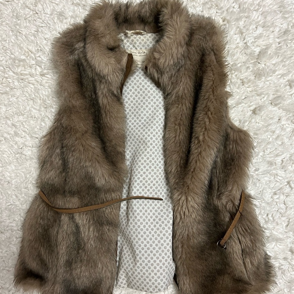 Zara fake fur sleeveless coat